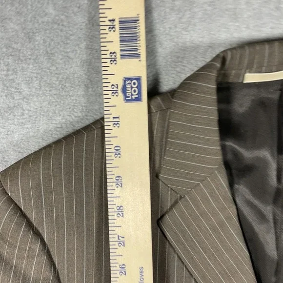 Burberry London 100% Wool Brown Striped Men's Blazer Sport Jacket 40R + Pants - Picture 2 of 14
